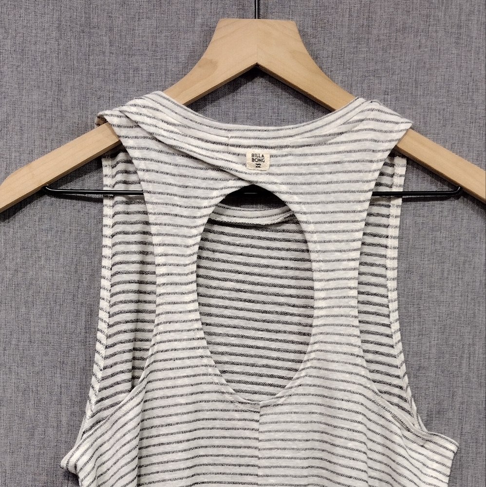 NWT Billabong By and By Cream Striped Swing Dress Women's XS Casual Retro Beach - Picture 8 of 11